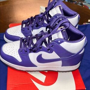Nike Dunk High Purple and White Shoes